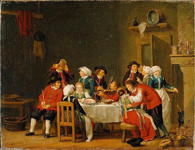 Order Oil Painting Replica Table Society In A Peasant`s Cottage by Pehr Hillestrom (1732-1816, Sweden) | ArtsDot.com