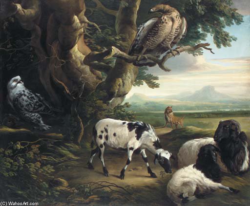 Buy Museum Art Reproductions Birds Of Prey, Goats And A Wolf, In A Landscape by George Philip Reinagle (1749-1833) | ArtsDot.com
