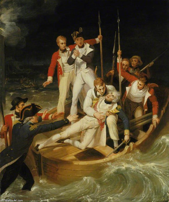 Order Oil Painting Replica Nelson Wounded At Tenerife by Richard Westall (1765-1836, United Kingdom) | ArtsDot.com