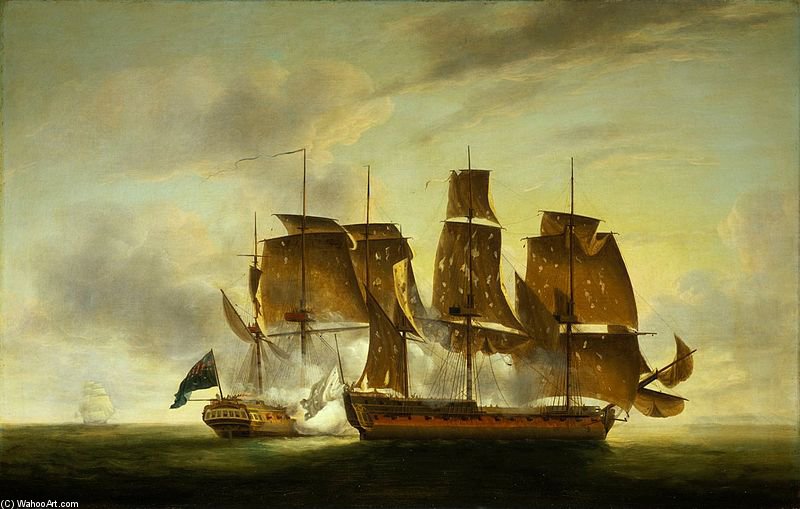 Buy Museum Art Reproductions Combat De La Fregate Amazone Et Du Hms Santa Margarita Juillet by Robert Dodd (1748-1815, United Kingdom) | ArtsDot.com