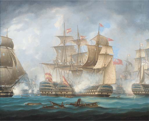 Order Oil Painting Replica `nelson`s Patent Bridge For Boarding First Rates` At The Battle Of Cape St. Vincent by Thomas Buttersworth (1768-1842, United Kingdom) | ArtsDot.com