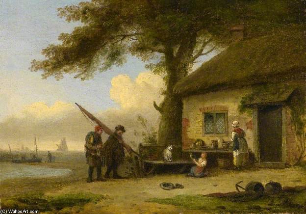 Order Oil Painting Replica A Fisherman’s Cottage by Thomas Luny (1759-1837, United Kingdom) | ArtsDot.com