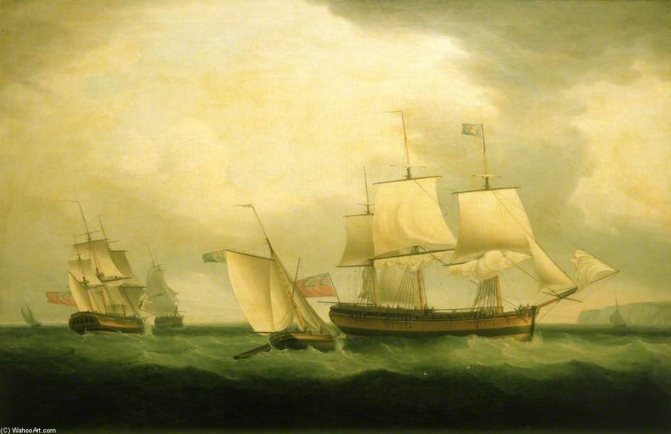 Order Art Reproductions The Cutter ‘Mary Ann’ and HMS ‘Sylph’ by Thomas Whitcombe (1763-1824, United Kingdom) | ArtsDot.com