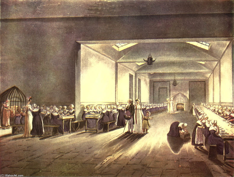 Order Paintings Reproductions Dining Hall, Asylum by William Henry Pyne (1769-1843, United Kingdom) | ArtsDot.com