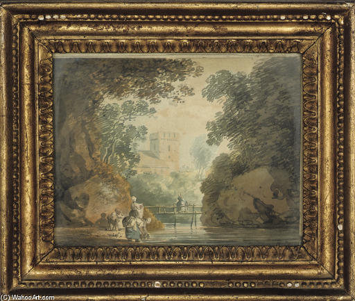 Order Oil Painting Replica Country Folk Fetching Water At A Stream by William Payne (1760-1830, United Kingdom) | ArtsDot.com