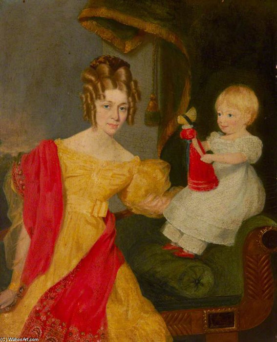 Order Oil Painting Replica Portrait Of An Unknown Mother With Her Child by Alfred Edward Chalon (1780-1860, Switzerland) | ArtsDot.com
