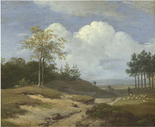 Order Paintings Reproductions A Summer Landscape With A Shepherd And His Flock by Andreas Schelfhout (1787-1870, Netherlands) | ArtsDot.com