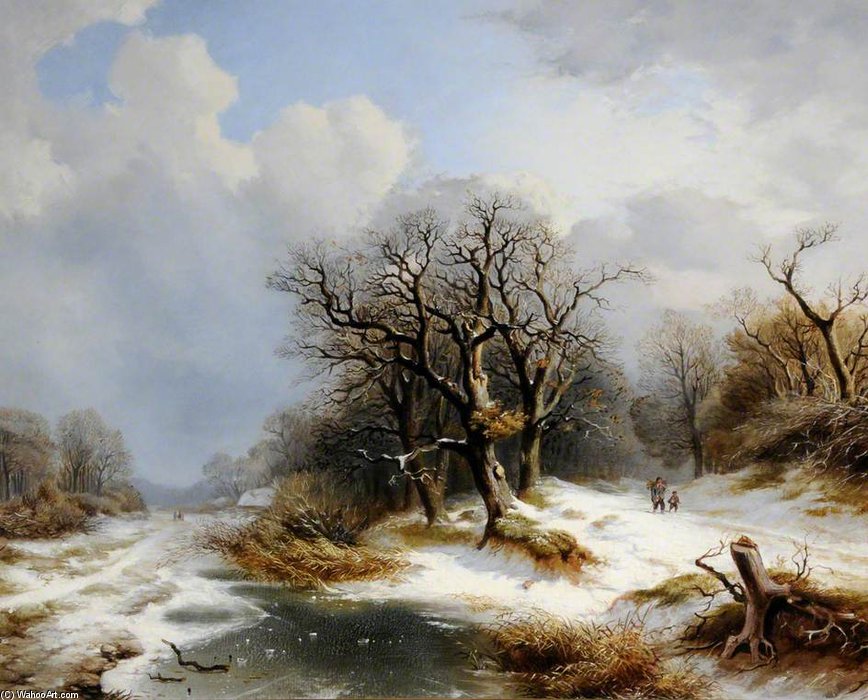Order Oil Painting Replica Winter Scene by Andreas Schelfhout (1787-1870, Netherlands) | ArtsDot.com