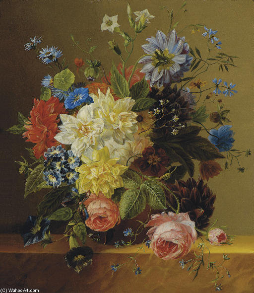 Order Artwork Replica An Opulent Flower Still Life by Arnoldus Bloemers (1792-1844, Netherlands) | ArtsDot.com