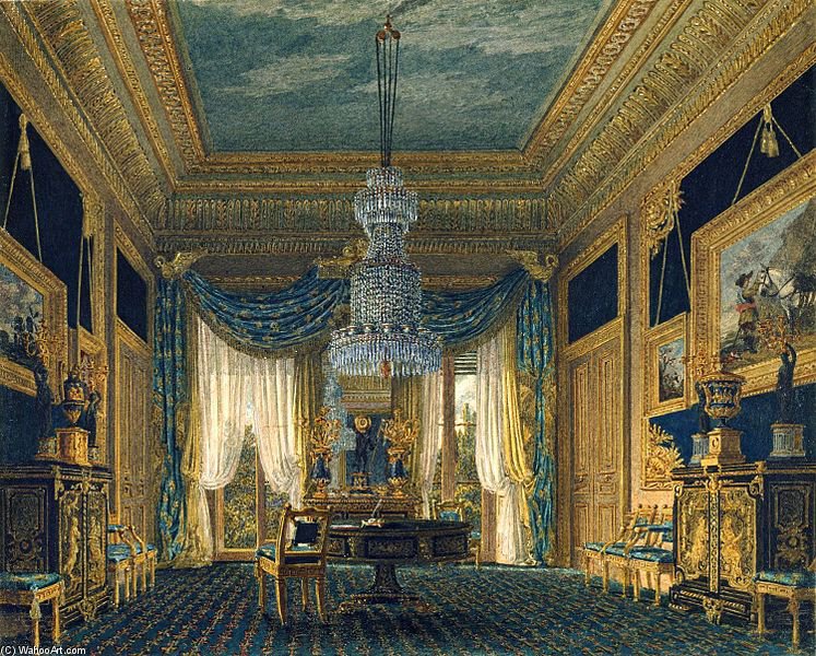 Order Paintings Reproductions Carlton House, Blue Velvet Closet by Charles Wild (1781-1835, United Kingdom) | ArtsDot.com
