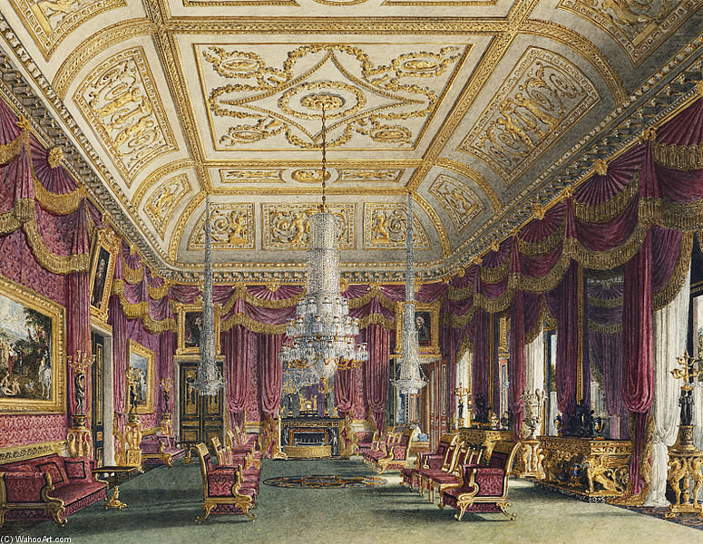 Order Oil Painting Replica Carlton House, Crimson Drawing Room - by Charles Wild (1781-1835, United Kingdom) | ArtsDot.com