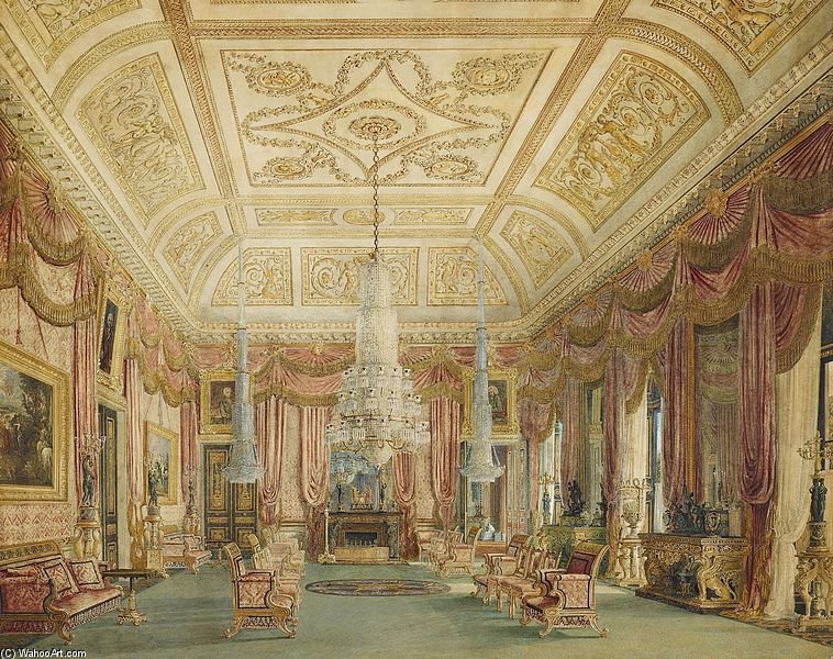 Order Oil Painting Replica Carlton House, Crimson Drawing Room by Charles Wild (1781-1835, United Kingdom) | ArtsDot.com