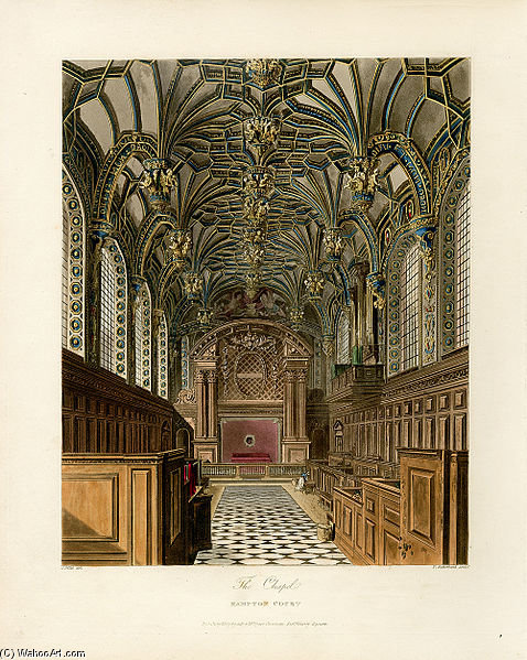 Buy Museum Art Reproductions Chapel, Hampton Court, From Pyne`s Royal Residences by Charles Wild (1781-1835, United Kingdom) | ArtsDot.com