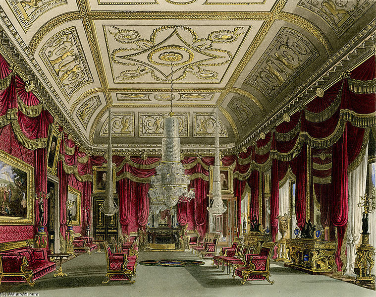 Order Art Reproductions Crimson Drawing Room, Carlton House, From Pyne`s Royal Residences - by Charles Wild (1781-1835, United Kingdom) | ArtsDot.com