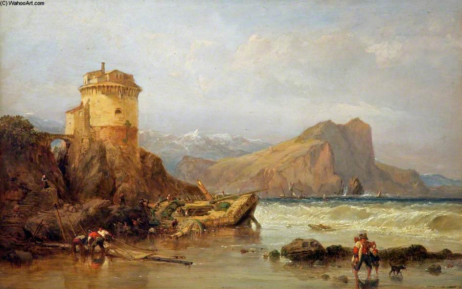 Order Oil Painting Replica Gulf Of Salerno by Clarkson Frederick Stanfield (1793-1867, United Kingdom) | ArtsDot.com