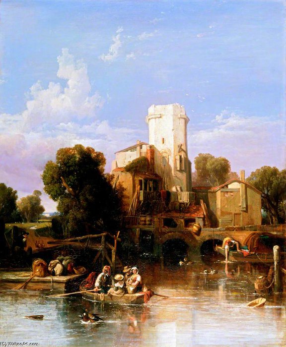 Order Paintings Reproductions On The Rhine, Near Cologne by Clarkson Frederick Stanfield (1793-1867, United Kingdom) | ArtsDot.com