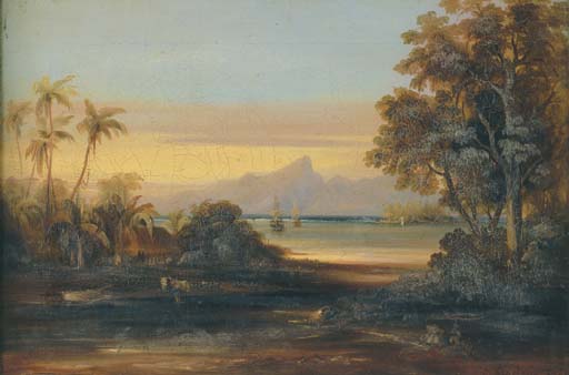 Order Art Reproductions Moorea From Papeete Harbour, Tahiti by Conrad Martens (1801-1878, United Kingdom) | ArtsDot.com