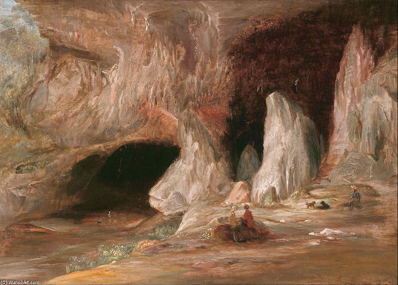 Order Paintings Reproductions Stalagmite Columns At The Southern Entrance Of The Burrangalong Cavern by Conrad Martens (1801-1878, United Kingdom) | ArtsDot.com