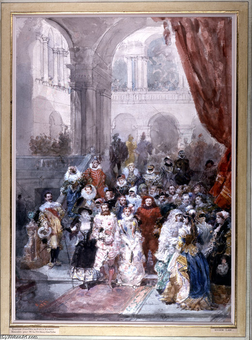 Buy Museum Art Reproductions Study For A Painting Of A Costume Ball Given By The Princess Of Sagan by Eugene Louis Lami (1800-1890, France) | ArtsDot.com
