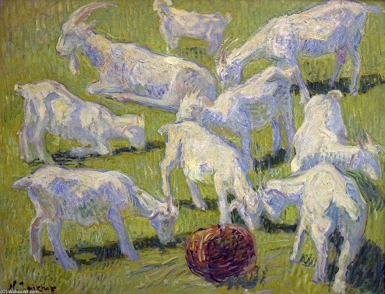 Buy Museum Art Reproductions Goats In Sunlight by Nikolai Aleksandrovich Tarkhov (1871-1930, Russia) | ArtsDot.com