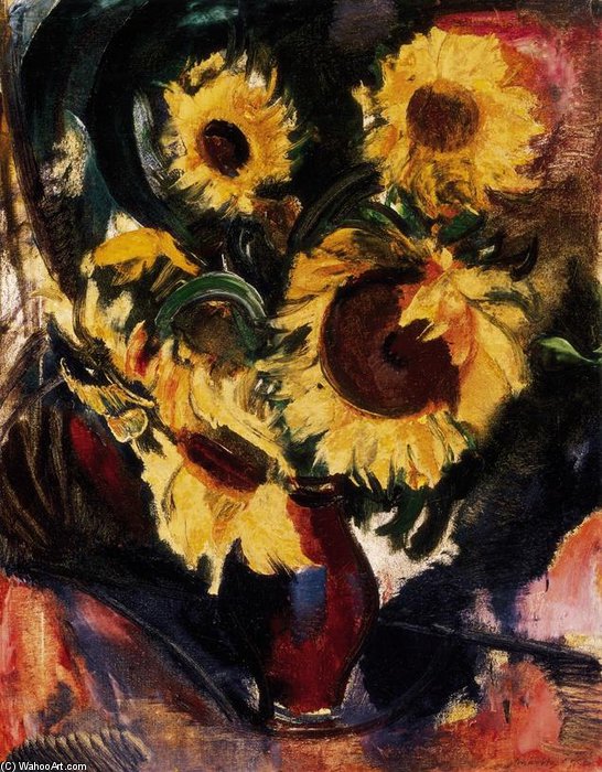 Order Paintings Reproductions Still-life With Sunflowers by Odon Marffy (Inspired By) (1878-1959, Hungary) | ArtsDot.com