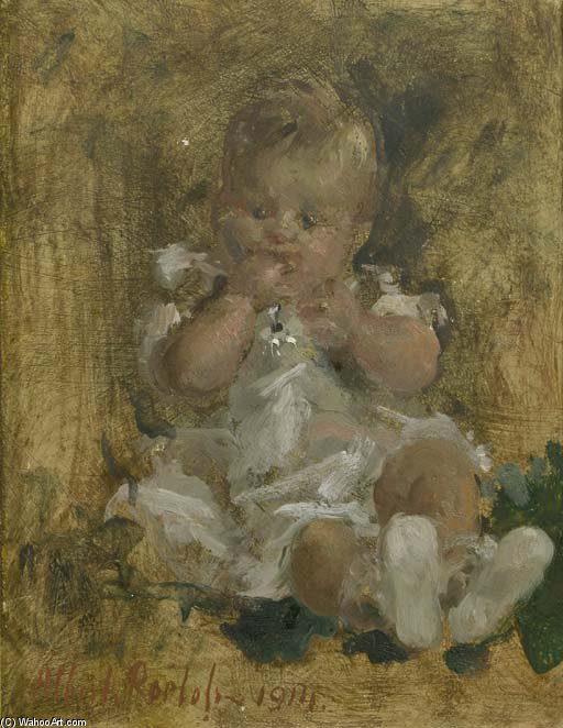 Order Oil Painting Replica De Baby by Otto Willem Albertus (Albert) Roelofs (1877-1920, Belgium) | ArtsDot.com