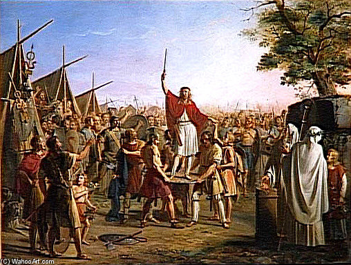 Order Oil Painting Replica Phramond Is Lifted On The Shield by Pierre Henri Révoil (1776-1842) | ArtsDot.com