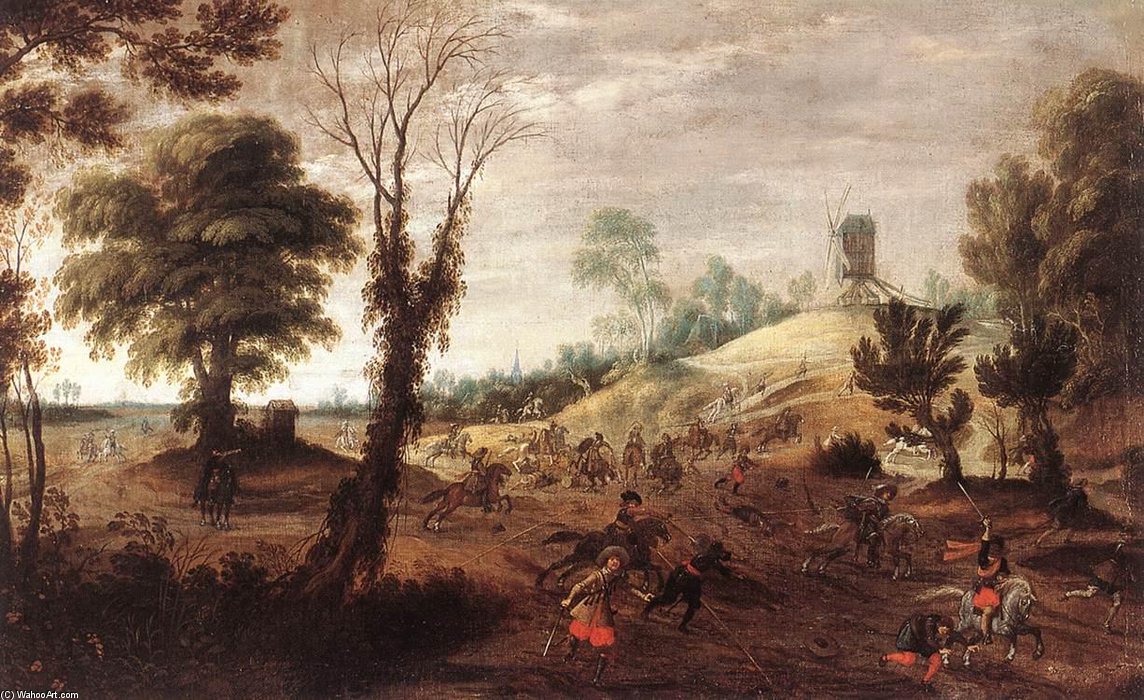 Order Oil Painting Replica Cavalry Skirmish by Pieter Meulener (1602-1654, Belgium) | ArtsDot.com