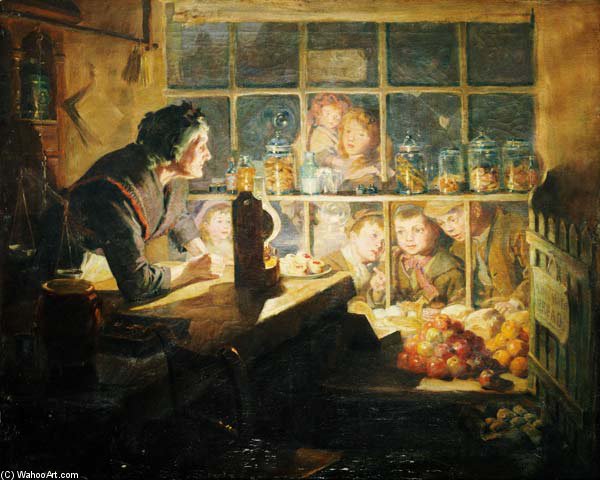 Order Paintings Reproductions The Village Sweet Shop by Ralph Hedley (1848-1913, United Kingdom) | ArtsDot.com