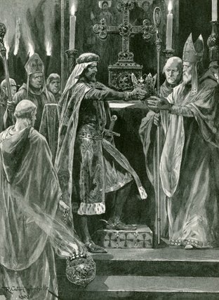 Order Art Reproductions I Delivering The Crown To The Archbishop by Richard Caton De Woodville (1856-1927, United States) | ArtsDot.com