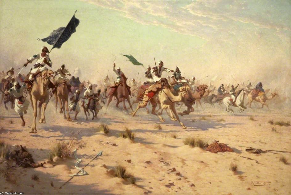 Order Oil Painting Replica The Flight Of The Khalifa After His Defeat At The Battle Of Omdurman by Robert George Talbot Kelly (1861-1934, United Kingdom) | ArtsDot.com