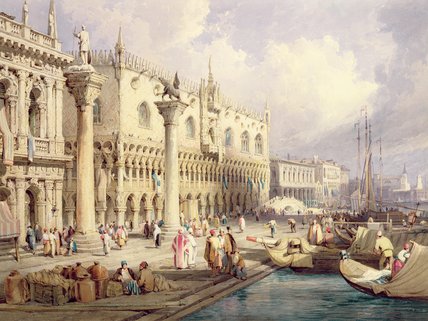Buy Museum Art Reproductions The Molo And The Doges` Palace, Venice by Samuel Prout (1798-1863, United Kingdom) | ArtsDot.com