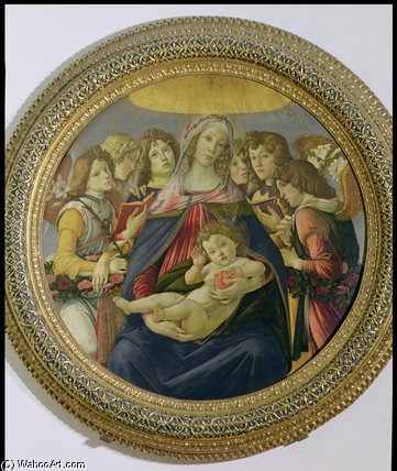 Buy Museum Art Reproductions Virgin And Child With Six Angels by Sandro Botticelli (1445-1510, Italy) | ArtsDot.com
