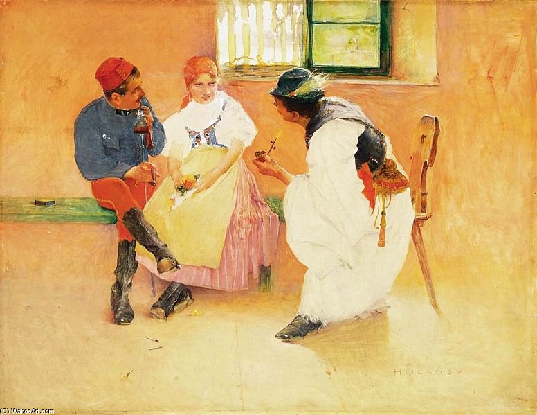 Order Paintings Reproductions Between Two Fires - by Simon Hollosy (1857-1918, Romania) | ArtsDot.com