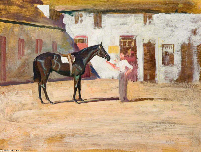 A Black Horse At Newmarket by Alfred James Munnings Alfred James Munnings | ArtsDot.com