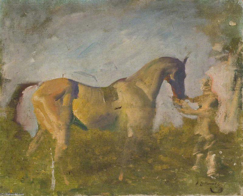 A Horse With A Groom by Alfred James Munnings Alfred James Munnings | ArtsDot.com