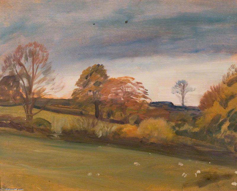 A Landscape With Trees On The Edge Of A Field - by Alfred James Munnings Alfred James Munnings | ArtsDot.com