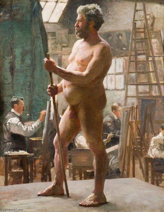 Study Of A Male Nude In Julian`s Atelier by Alfred James Munnings Alfred James Munnings | ArtsDot.com