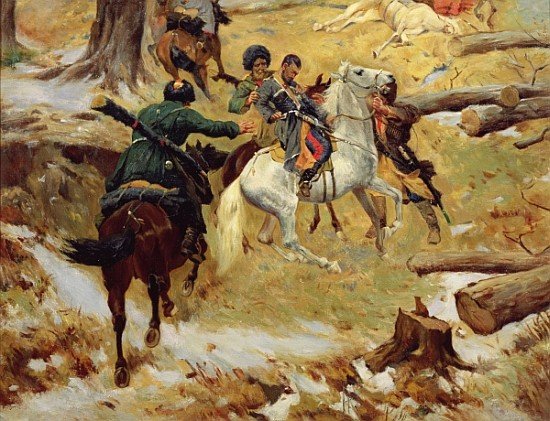 Order Oil Painting Replica The Death Of Major General Sleptsov In Chechnya by Franz Roubaud (1856-1928, Russia) | ArtsDot.com