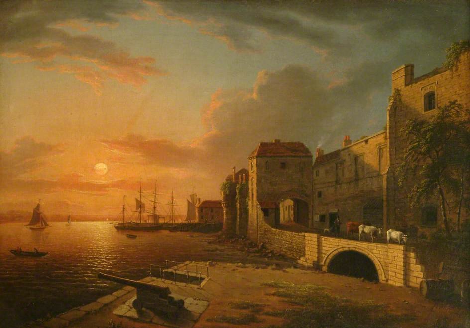 Buy Museum Art Reproductions Southampton Town Quay At Sunset by Henry Pether (1828-1865, United Kingdom) | ArtsDot.com