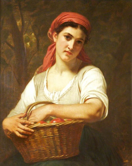 Order Paintings Reproductions Girl With Fruit by Hugues Merle (1822-1881, France) | ArtsDot.com