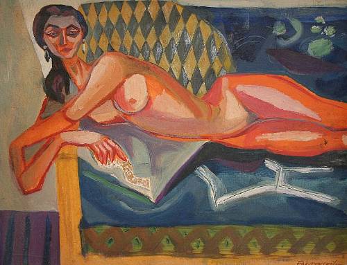 Order Art Reproductions Reclining Female Nude by Jerzy Faczynski (1917-1943, Poland) | ArtsDot.com