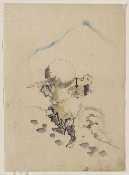 Buy Museum Art Reproductions A Man, Wearing A Conical Hat, A Straw Or Feather Outer Garment by Katsushika Hokusai (1760-1849, Japan) | ArtsDot.com