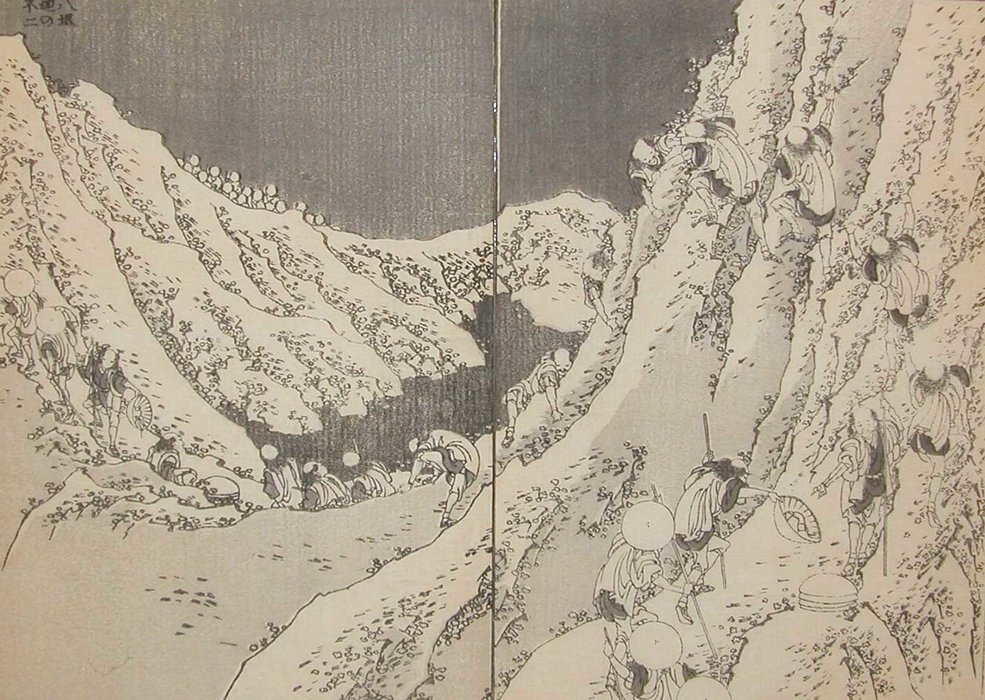 Order Artwork Replica Circling The Crater Of Fuji by Katsushika Hokusai (1760-1849, Japan) | ArtsDot.com