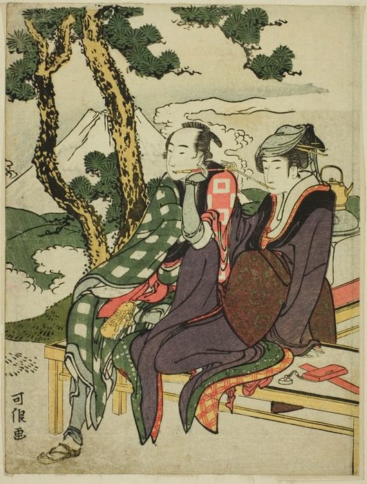 Order Oil Painting Replica Evening Glow For Date No Yosaku And Seki No Koman by Katsushika Hokusai (1760-1849, Japan) | ArtsDot.com