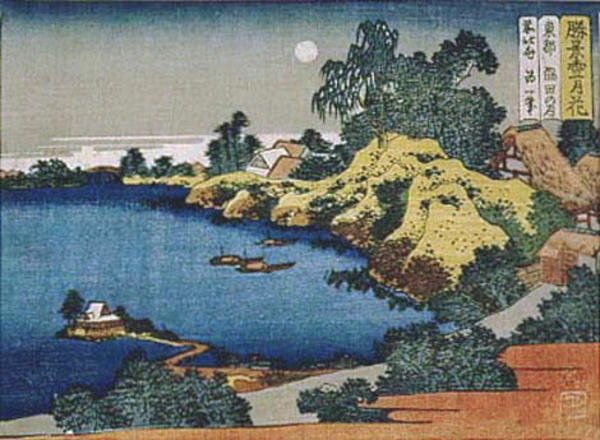 Order Paintings Reproductions Full Moon At The Sumida River Of The Eastern Capital by Katsushika Hokusai (1760-1849, Japan) | ArtsDot.com