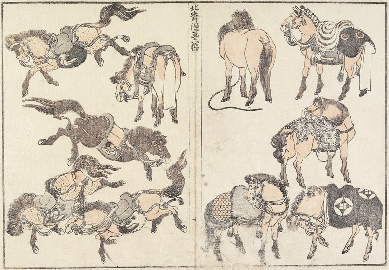 Order Art Reproductions Horses by Katsushika Hokusai (1760-1849, Japan) | ArtsDot.com