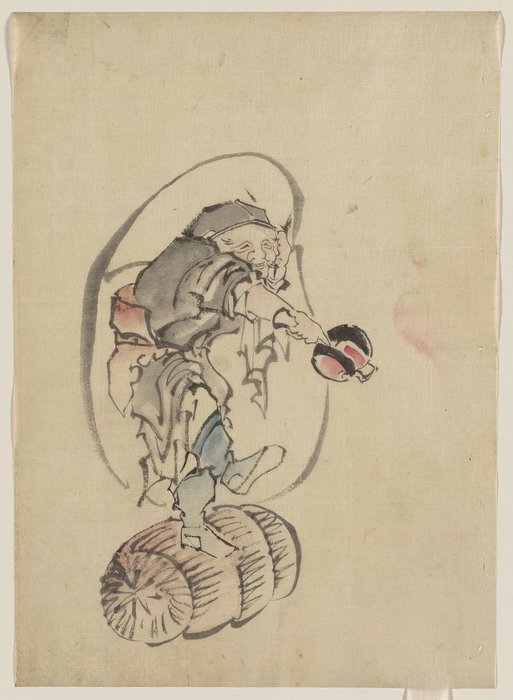 Order Oil Painting Replica Hotei, The God Of Good Fortune, One Of The Seven Lucky Gods by Katsushika Hokusai (1760-1849, Japan) | ArtsDot.com