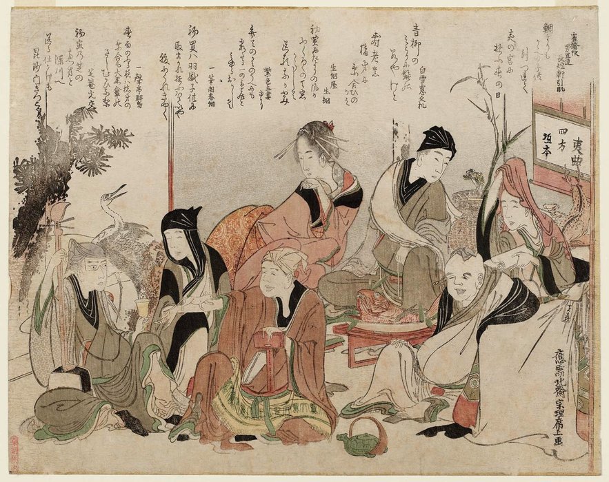 Order Oil Painting Replica Party Charades Of The Seven Gods Of Good Fortune by Katsushika Hokusai (1760-1849, Japan) | ArtsDot.com