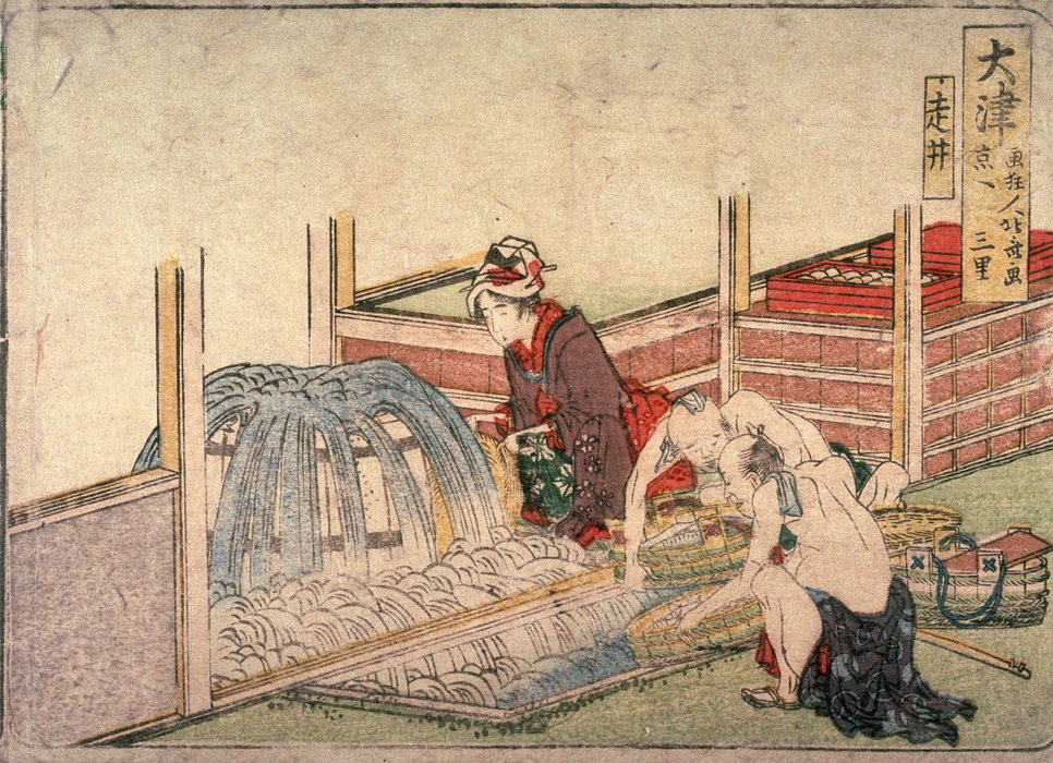 Order Oil Painting Replica Running Well At Otsu by Katsushika Hokusai (1760-1849, Japan) | ArtsDot.com